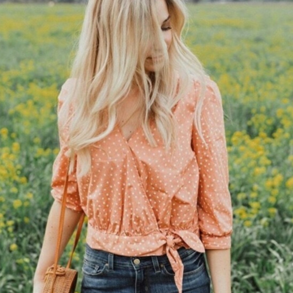 Madewell coral peach star scatter print top NEW